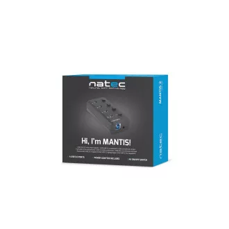 Natec Mantis 2 aktivní rozbočovač s funkcí nabíjení 4x USB 3.0 HUB, vypínač, napájecí adaptér Natec Mantis 2 aktivní rozbočovač s funkcí nabíjení 4x USB 3.0 HUB, vypínač, napájecí adaptér