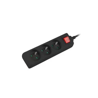 Prodlužovací kabel Lanberg PS1, 3 zásuvky, 3m vypínač, černá Prodlužovací kabel Lanberg PS1, 3 zásuvky, 3m vypínač, černá