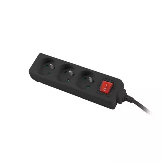 Prodlužovací kabel Lanberg PS1, 3 zásuvky, 3m vypínač, černá Prodlužovací kabel Lanberg PS1, 3 zásuvky, 3m vypínač, černá
