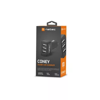 Natec nabíječka do auta CONEY, 2XUSB, 1XUSB-C, 84W