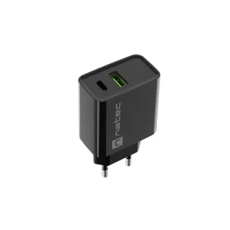 Universální nabíječka Natec RIBERA 20W 1X USB-A + 1X USB-C, černá Universální nabíječka Natec RIBERA 20W 1X USB-A + 1X USB-C, černá