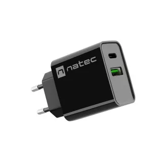 Universální nabíječka Natec RIBERA 20W 1X USB-A + 1X USB-C, černá Universální nabíječka Natec RIBERA 20W 1X USB-A + 1X USB-C, černá