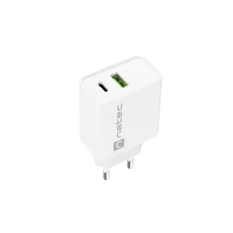 Universální nabíječka Natec RIBERA 20W 1X USB-A + 1X USB-C, bílá