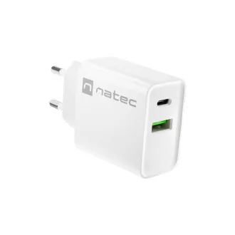 Universální nabíječka Natec RIBERA 20W 1X USB-A + 1X USB-C, bílá