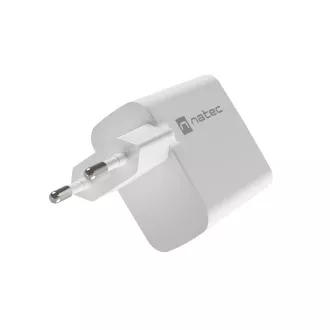 Univerzální USB nabíječka Natec RIBERA GaN 45W, 1X USB-A, 1X USB-C, bílá Univerzální USB nabíječka Natec RIBERA GaN 45W, 1X USB-A, 1X USB-C, bílá