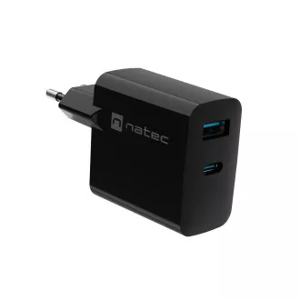 Univerzální USB nabíječka Natec RIBERA GaN 45W, 1X USB-A, 1X USB-C, černá Univerzální USB nabíječka Natec RIBERA GaN 45W, 1X USB-A, 1X USB-C, černá