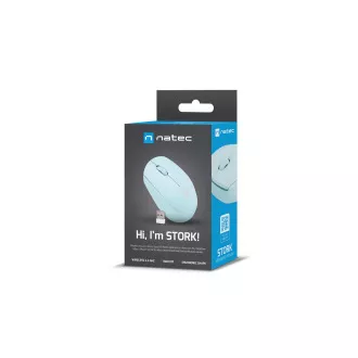 Myš Natec STORK/Kancelářská/Optická/1 600 DPI/Bezdrátová USB/Modrá