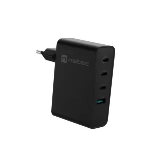 Univerzální USB nabíječka Natec GaN 100W, 3X USB-C, 1X USB-A, Černá