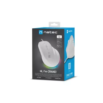 Vertikální myš Natec CRAKE 2 PRO/Vertikální/Optická/Pro praváky/12 400 DPI/Drátové USB-A/Bílá Vertikální myš Natec CRAKE 2 PRO/Vertikální/Optická/Pro praváky/12 400 DPI/Drátové USB-A/Bílá