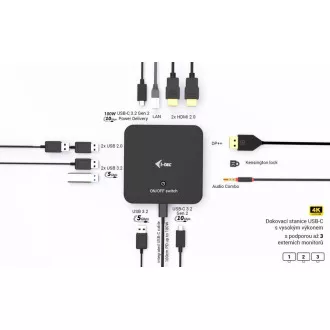 i-tec USB-C DP Dual HDMI Docking Station, Power Delivery 100W i-tec USB-C DP Dual HDMI Docking Station, Power Delivery 100W