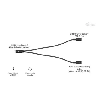 i-tec USB-C Cable Splitter Audio/Data, Power Delivery 100W i-tec USB-C Cable Splitter Audio/Data, Power Delivery 100W