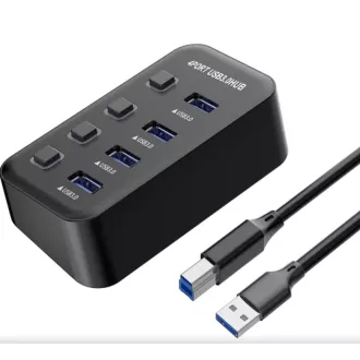 PremiumCord USB 3.2 Superspeed HUB 4-portový s vypínači portů PremiumCord USB 3.2 Superspeed HUB 4-portový s vypínači portů