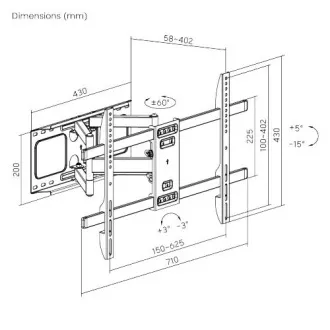Výsuvný držák Brateck LPA69-466 pro TV 37"-80" 60kg polohovatelný nástěnný Heavy Duty Výsuvný držák Brateck LPA69-466 pro TV 37"-80" 60kg polohovatelný nástěnný Heavy Duty