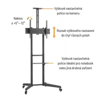 Pojízdný stojan Brateck T1040T pro TV 37"-70" 50kg 2 police Pojízdný stojan Brateck T1040T pro TV 37"-70" 50kg 2 police
