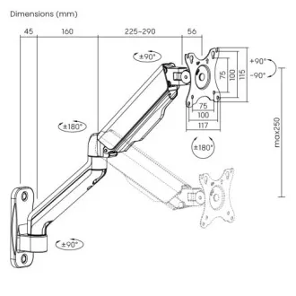 Držák monitoru Brateck LDA32-112E jedno rameno mechanická pružina nástěnný Držák monitoru Brateck LDA32-112E jedno rameno mechanická pružina nástěnný