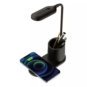 Platinet PDL1930B stolní LED lampa 3W stmívatelná, bezdrátové nabíjení, černá