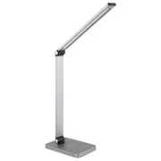 Platinet PDL888S stolní LED lampa 10W stmívatelná, bezdrátové nabíjení, USB port, stříbrná