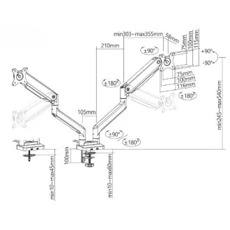 Držák monitoru Brateck LDT60-C024 dvě ramena vedle sebe mechanická pružina Heavy Duty Držák monitoru Brateck LDT60-C024 dvě ramena vedle sebe mechanická pružina Heavy Duty