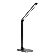 Platinet PDL888B stolní LED lampa 10W stmívatelná, bezdrátové nabíjení, USB port, černá