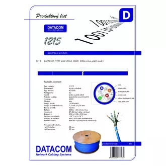 DATACOM F/FTP drát CAT6A Eca LSOH 500m cívka modrý DATACOM F/FTP drát CAT6A Eca LSOH 500m cívka modrý