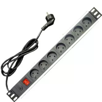 19" napájecí panel 7x220V-1,8m PPO Black+přep.ochr.16A 19" napájecí panel 7x220V-1,8m PPO Black+přep.ochr.16A
