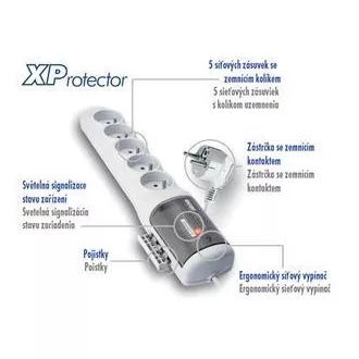 Rozvodný panel ACAR XProtector/3m 5x220V bílý Rozvodný panel ACAR XProtector/3m 5x220V bílý