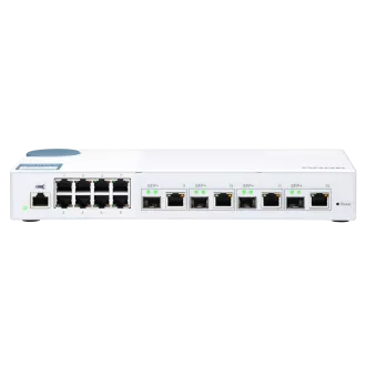 QNAP řízený switch QSW-M408-4C (12 portů: 8x Gigabit port + 4x 10G SFP+ / 10GbE kombo porty)