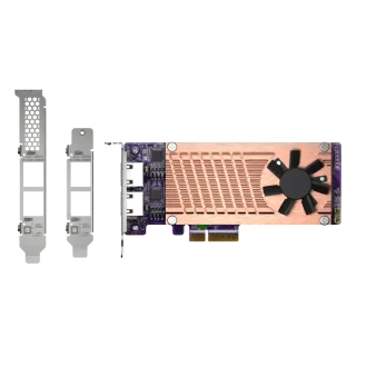QNAP QM2 series, 2 x PCIe 2280 M.2 SSD slots, PCIe Gen3 x 4 , 2 x Intel I225LM 2.5GbE NBASE-T port