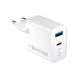 Nabíječka do sítě Forever TC-06-20AC PD QC 1x USB-C 1x USB 20W bílá Nabíječka do sítě Forever TC-06-20AC PD QC 1x USB-C 1x USB 20W bílá