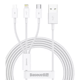 Baseus CAMLTYS-02 Superior Fast Charging Datový Kabel 3v1 USB-C, Lightning, MicroUSB 1.5m White Baseus CAMLTYS-02 Superior Fast Charging Datový Kabel 3v1 USB-C, Lightning, MicroUSB 1.5m White