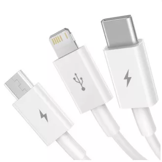 Baseus CAMLTYS-02 Superior Fast Charging Datový Kabel 3v1 USB-C, Lightning, MicroUSB 1.5m White Baseus CAMLTYS-02 Superior Fast Charging Datový Kabel 3v1 USB-C, Lightning, MicroUSB 1.5m White