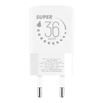 OBAL:ME GaN Cestovní Nabíječka USB-A + USB-C 36W White OBAL:ME GaN Cestovní Nabíječka USB-A + USB-C 36W White