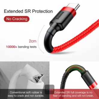 Baseus datový kabel Cafule USB-C 2m 2A červený Baseus datový kabel Cafule USB-C 2m 2A červený