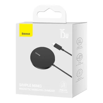 Baseus Bezdrátová nabíječka do sítě Simple Mini3 15W USB-C černá Baseus Bezdrátová nabíječka do sítě Simple Mini3 15W USB-C černá