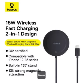 Baseus bezdrátová nabíjecí magnetická podložka Simple Mini4 Qi2 15W černá Baseus bezdrátová nabíjecí magnetická podložka Simple Mini4 Qi2 15W černá