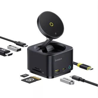 Baseus Nabíjecí stanice MagPro 7v1 s bezdrátovým nabíjením 15W cosmic black Baseus Nabíjecí stanice MagPro 7v1 s bezdrátovým nabíjením 15W cosmic black