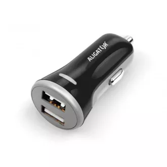 ALIGATOR Chytrá nabíječka do auta 3.4A, 2xUSB, smart IC, černá, USB-C kabel ALIGATOR Chytrá nabíječka do auta 3.4A, 2xUSB, smart IC, černá, USB-C kabel