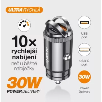 Aligator mini nabíječka do auta Power Delivery 30W, USB-C + USB-A