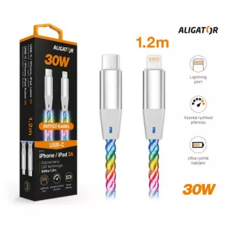 ALIGATOR Datový kabel LIGHT 3A, 30W USB-C/Lightning 0,5m ALIGATOR Datový kabel LIGHT 3A, 30W USB-C/Lightning 0,5m