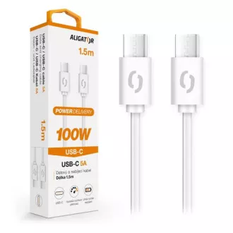 Datový kabel ALIGATOR POWER 100W, USB-C/USB-C 5A, 1,5m bílý Datový kabel ALIGATOR POWER 100W, USB-C/USB-C 5A, 1,5m bílý