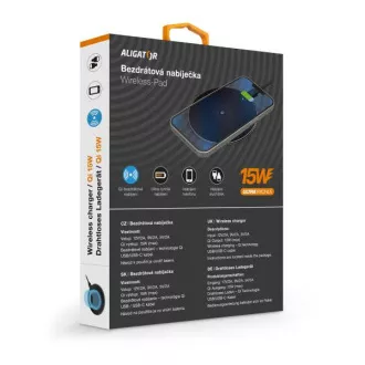ALIGATOR bezdrátová nabíječka Aligator Pad 15W černá ALIGATOR bezdrátová nabíječka Aligator Pad 15W černá