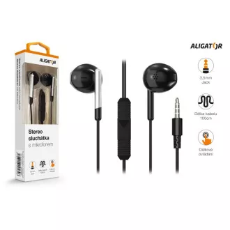 ALIGATOR AE008/Stereo/Jack/Drát/Černá ALIGATOR AE008/Stereo/Jack/Drát/Černá
