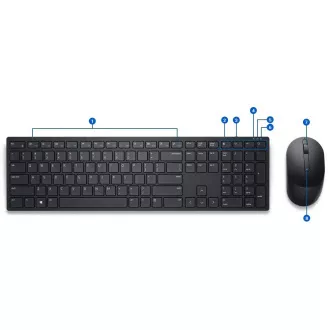 Dell set klávesnice + myš, KM5221W, bezdrátová, US / 580-AJRP Dell set klávesnice + myš, KM5221W, bezdrátová, US / 580-AJRP