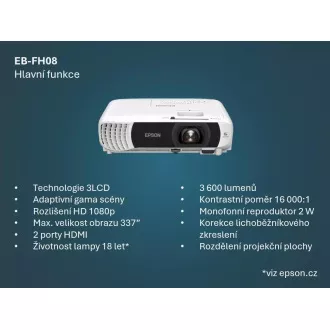 EPSON EB-FH08/3LCD/3600lm/FHD/2x HDMI
