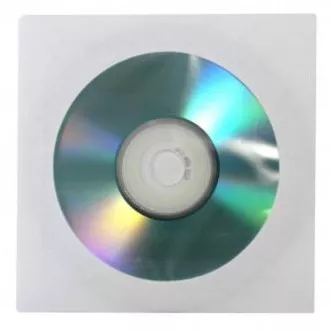 Obálka na 1 ks CD, papír, bílá, s okénkem, Logo, 100-pack Obálka na 1 ks CD, papír, bílá, s okénkem, Logo, 100-pack