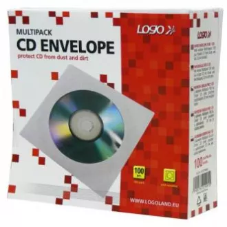 Obálka na 1 ks CD, papír, bílá, s okénkem, Logo, 100-pack Obálka na 1 ks CD, papír, bílá, s okénkem, Logo, 100-pack