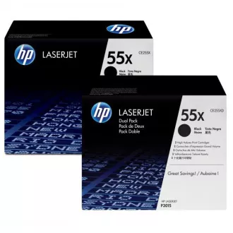 HP 55X (CE255XD) - toner, black (černý) 2ks HP 55X (CE255XD) - toner, black (černý) 2ks