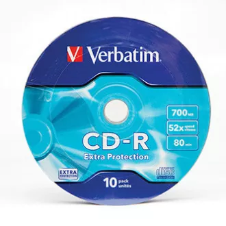Verbatim CD-R, 43725, Extra Protection, 10-pack, 700MB, 52x, 80min., 12cm, bez možnosti potisku, wrap, pro archivaci dat Verbatim CD-R, 43725, Extra Protection, 10-pack, 700MB, 52x, 80min., 12cm, bez možnosti potisku, wrap, pro archivaci dat