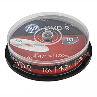 HP DVD+R, DRE00027-3, 4.7GB, 16x, cake box, 10-pack, bez možnosti potisku, 12cm, pro archivaci dat HP DVD+R, DRE00027-3, 4.7GB, 16x, cake box, 10-pack, bez možnosti potisku, 12cm, pro archivaci dat