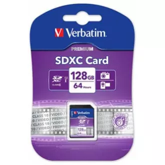 Verbatim paměťová karta Secure Digital Card Premium U1, 128GB, SDXC, 44025, UHS-I U1 (Class 10) Verbatim paměťová karta Secure Digital Card Premium U1, 128GB, SDXC, 44025, UHS-I U1 (Class 10)